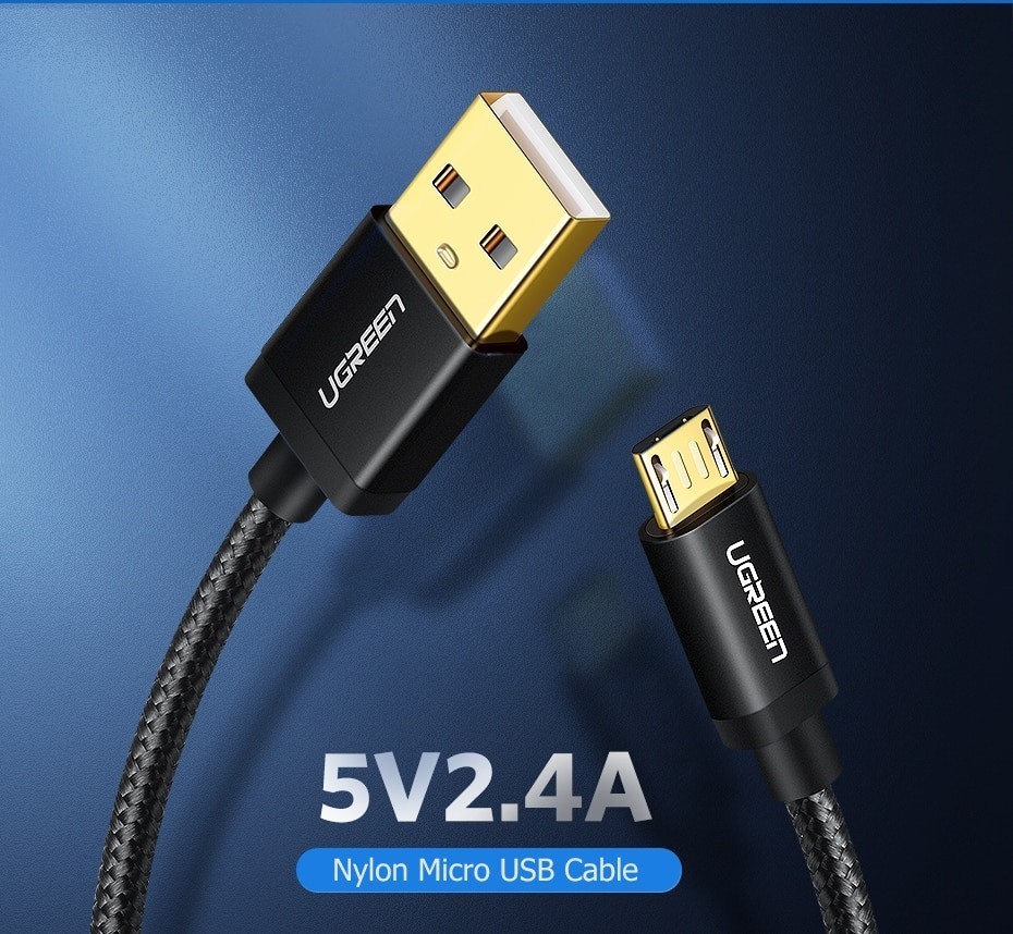Ugreen USB - MicroUSB кабель 100см, черный, 2.4А- фото4