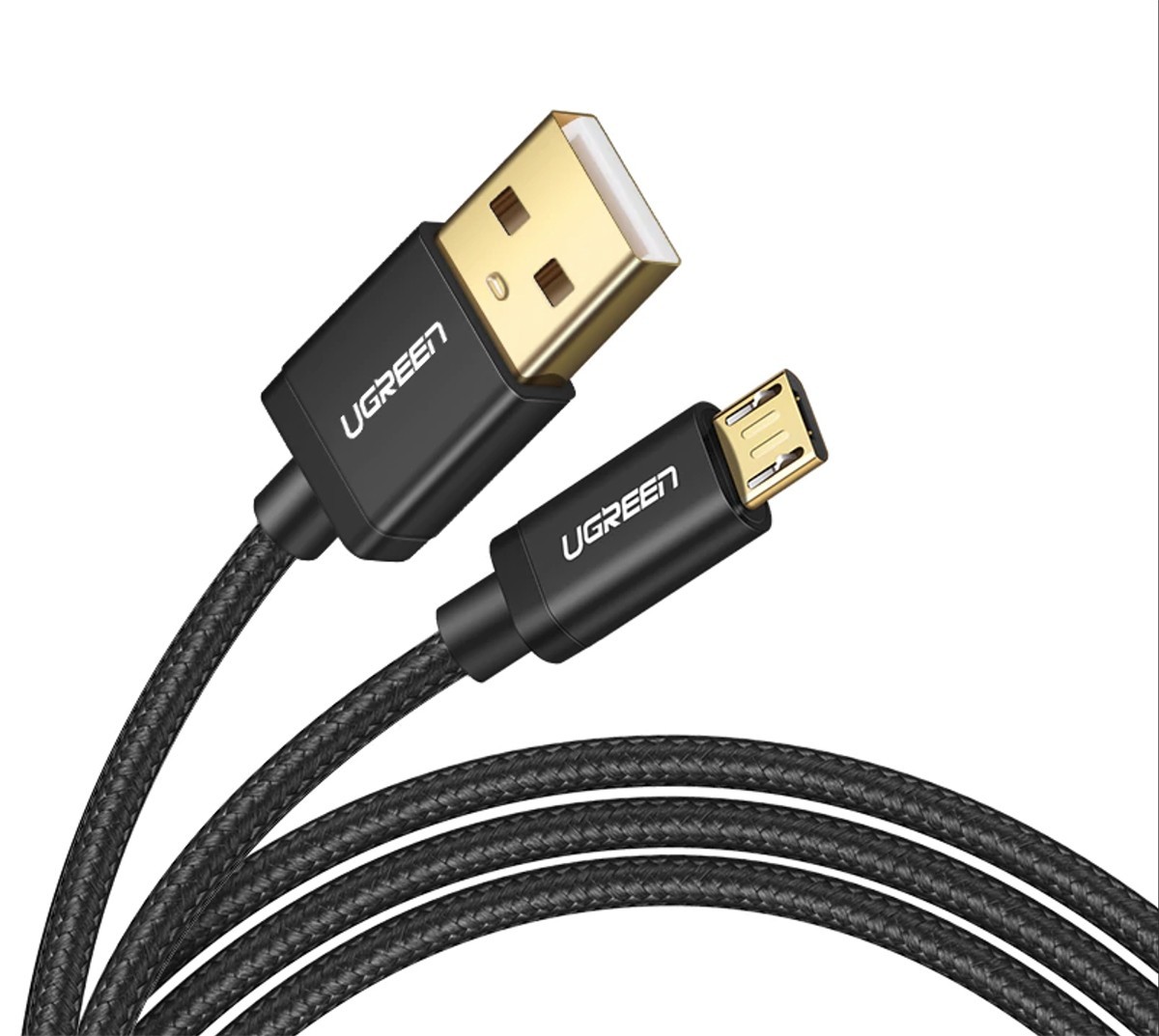 Ugreen USB - MicroUSB кабель 50см, черный, 2.4А поддержка быстрой зарядки- фото