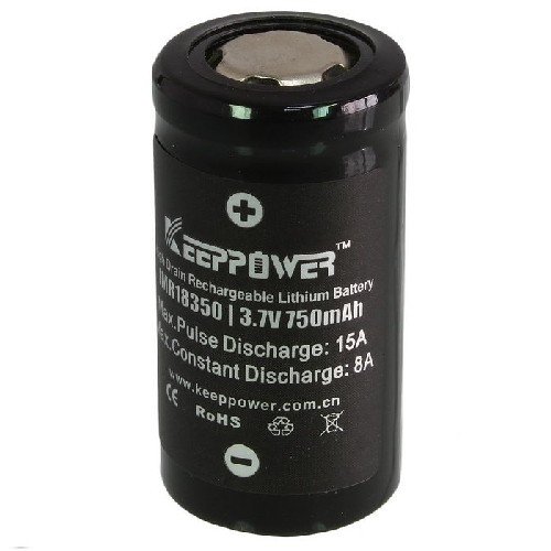 Аккумулятор Li-Ion незащищенный 18350 KeepPower IMR18350 750мАч 3,7В 15A- фото