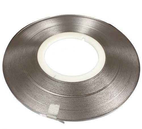 Лента из никелированной стали(nickel-plated steel) сварочная 8мм х 0,12мм (до 15А) катушка ~130 метров 1кг