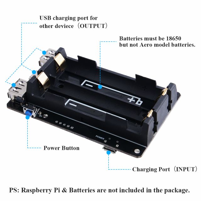 Модуль бесперебойного питания UPS Powerbank + 2 аккумулятора Samsung INR18650-35E, 3500 mAh, 8A, 3,6B - фото2