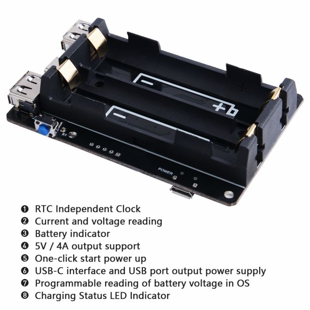 Модуль бесперебойного питания UPS Powerbank + 2 аккумулятора SANYO 18650 NCR18650BF 3400 mAh - фото3