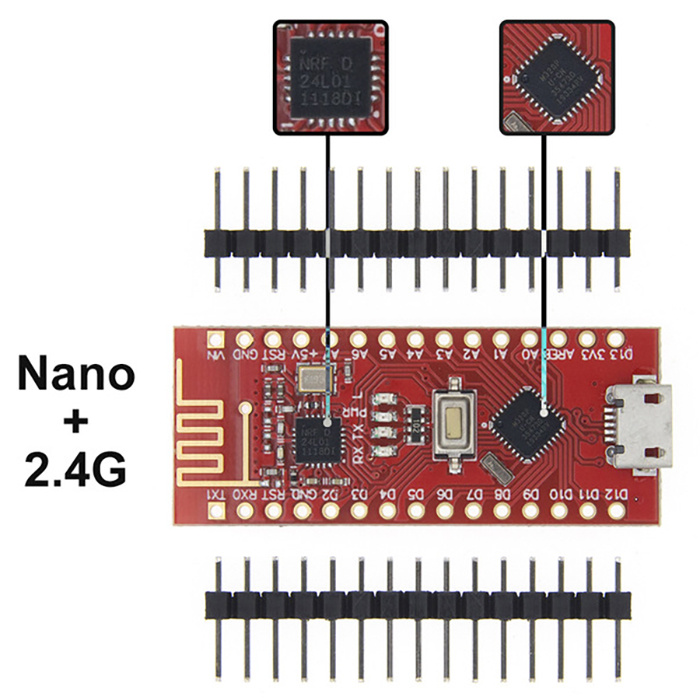 Микроконтроллер Nano V3.0 Tmega328P CH340G 16 МГц (ATMEAG328 with NRF 24L01) 2.4Ghz