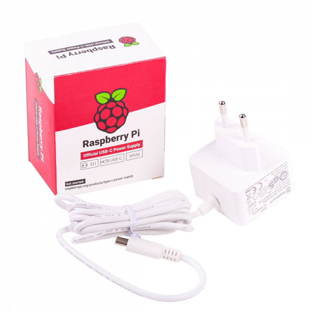 Официальный сетевой адаптер питания для Raspberry Pi 4 (5.1V 3A) USB TYPE-C Белый - фото