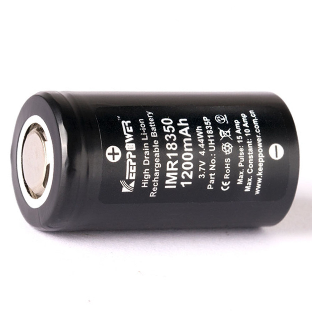 Аккумулятор Li-Ion незащищенный KeepPower IMR18350 1200мАч 3,7В 15A (UH1835P) - фото