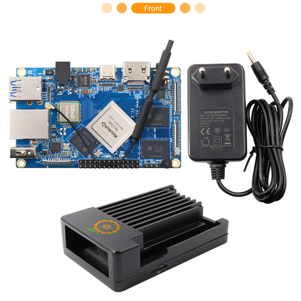 Набор Orange Pi 4 LTS Rockchip RK3399, RAM 4GB, EMMC Flash 16GB (USB-C 5V4A, Корпус, Антенна)