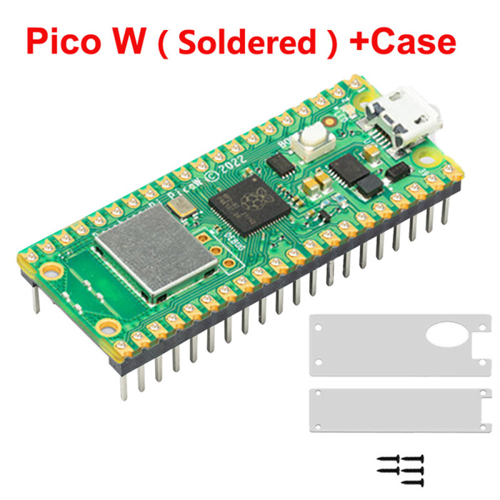 Плата Raspberry Pi Pico W (Wi-Fi) + акриловый корпус - фото