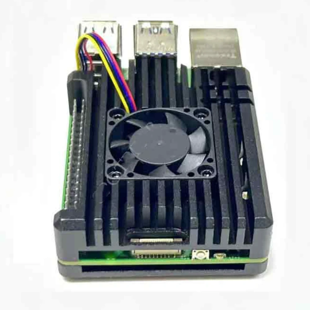 Алюминиевый корпус-радиатор для Raspberry pi 4 (черный, с куллером) - фото2