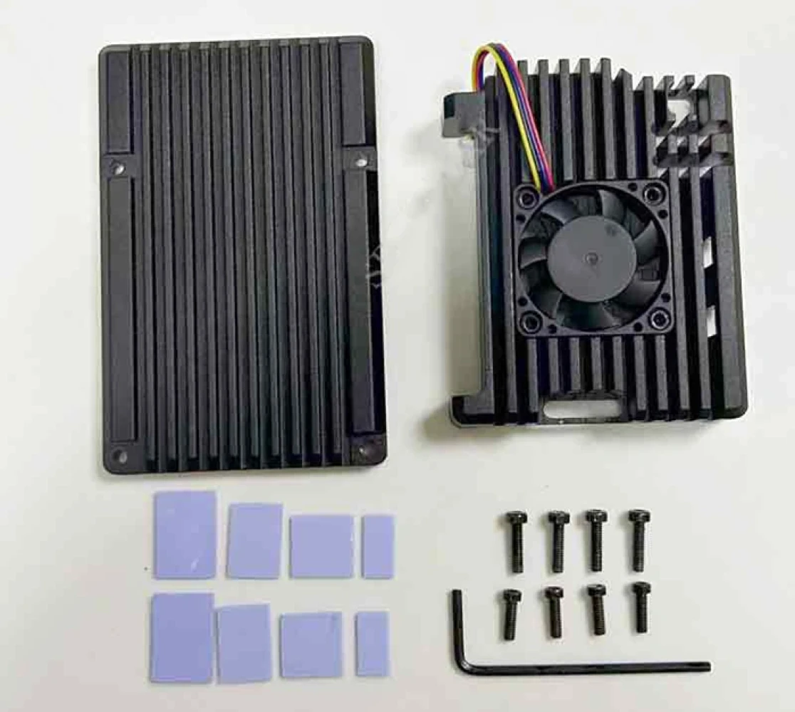 Алюминиевый корпус-радиатор для Raspberry pi 4 (черный, с куллером) - фото3