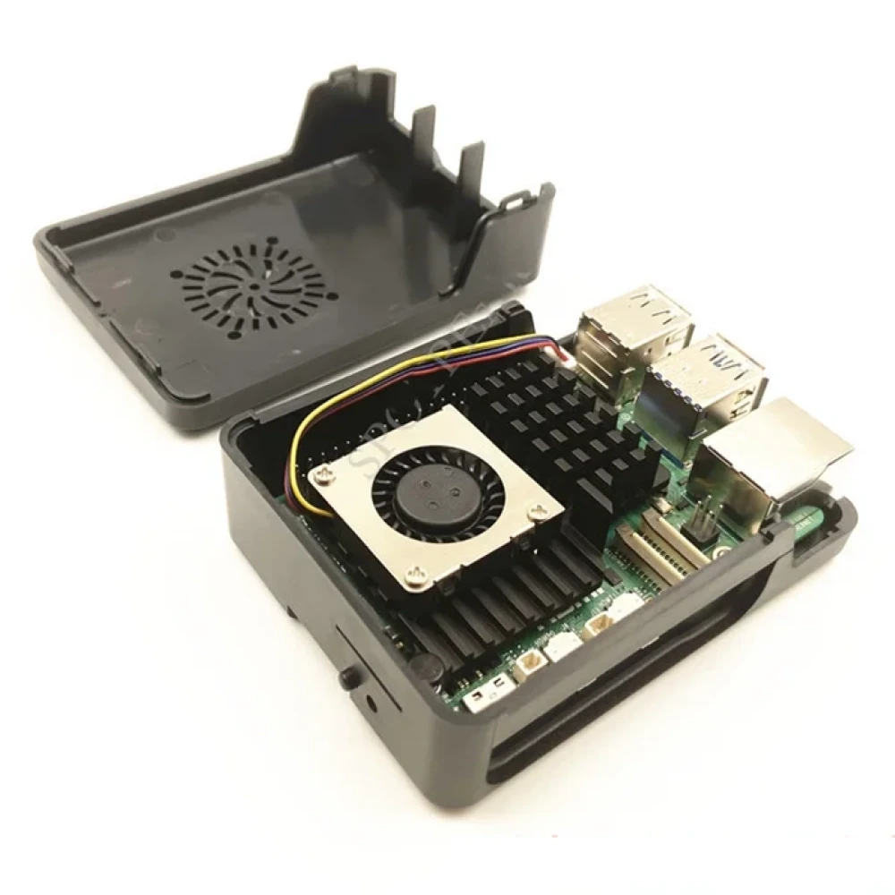Пластиковый корпус для Raspberry Pi 5 Model B (черный) с куллером - фото2