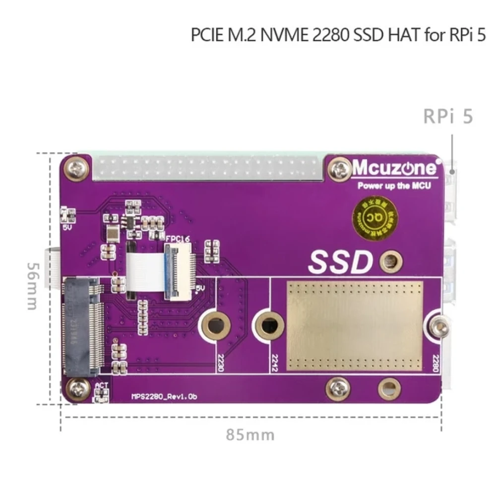 Модуль PCIe - M.2 NVMe Mcuzone MPS2280 HAT - фото2