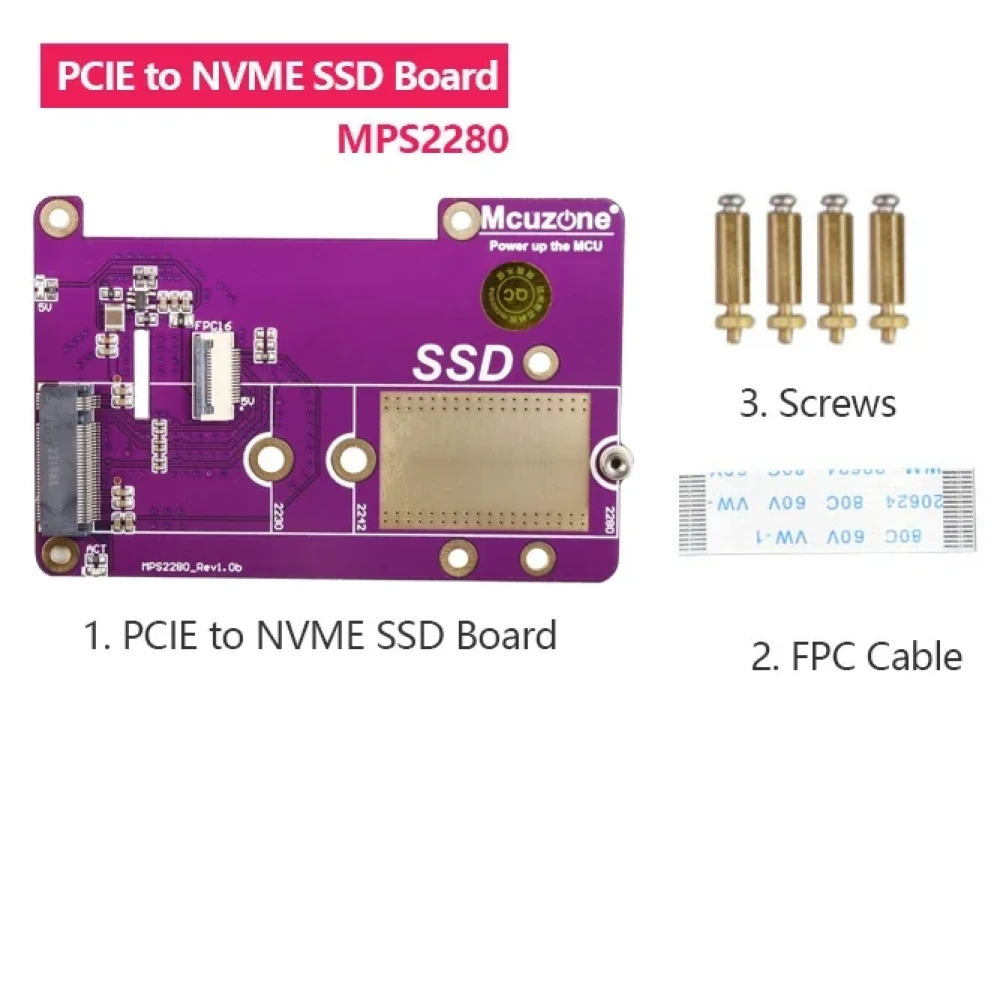 Модуль PCIe - M.2 NVMe Mcuzone MPS2280 HAT - фото
