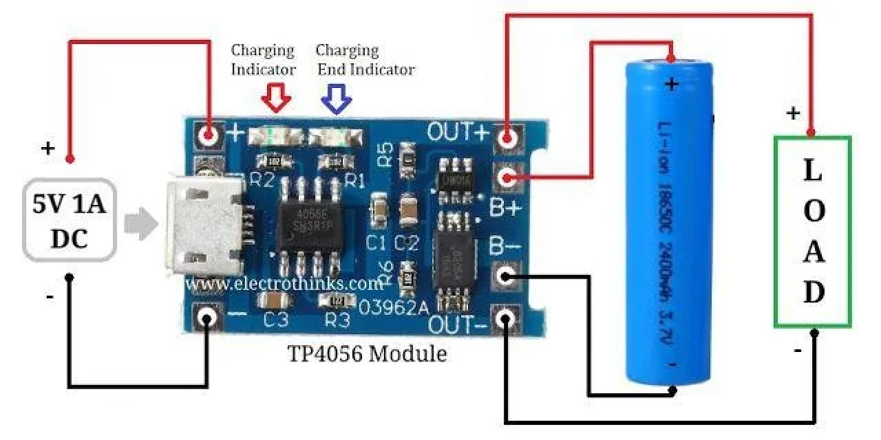 Модуль зарядки TP4056 для li-ion аккумуляторов 5в 1А - фото2