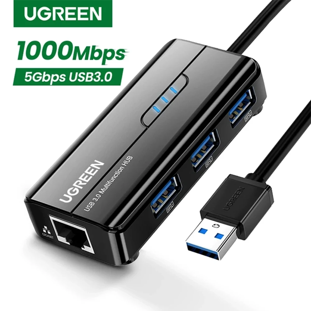 Ugreen USB - Ethernet адаптер USB 3.0 to RJ45, HUB (1000Мбит) - фото