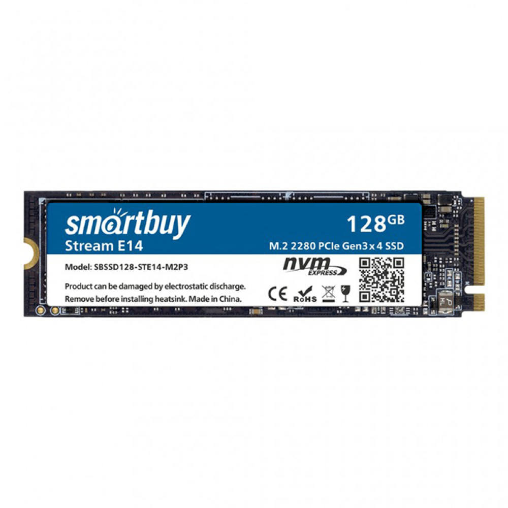 SSD M.2 2280 Smartbuy Stream E14 128GB TLC NVMe PCIe3 - фото