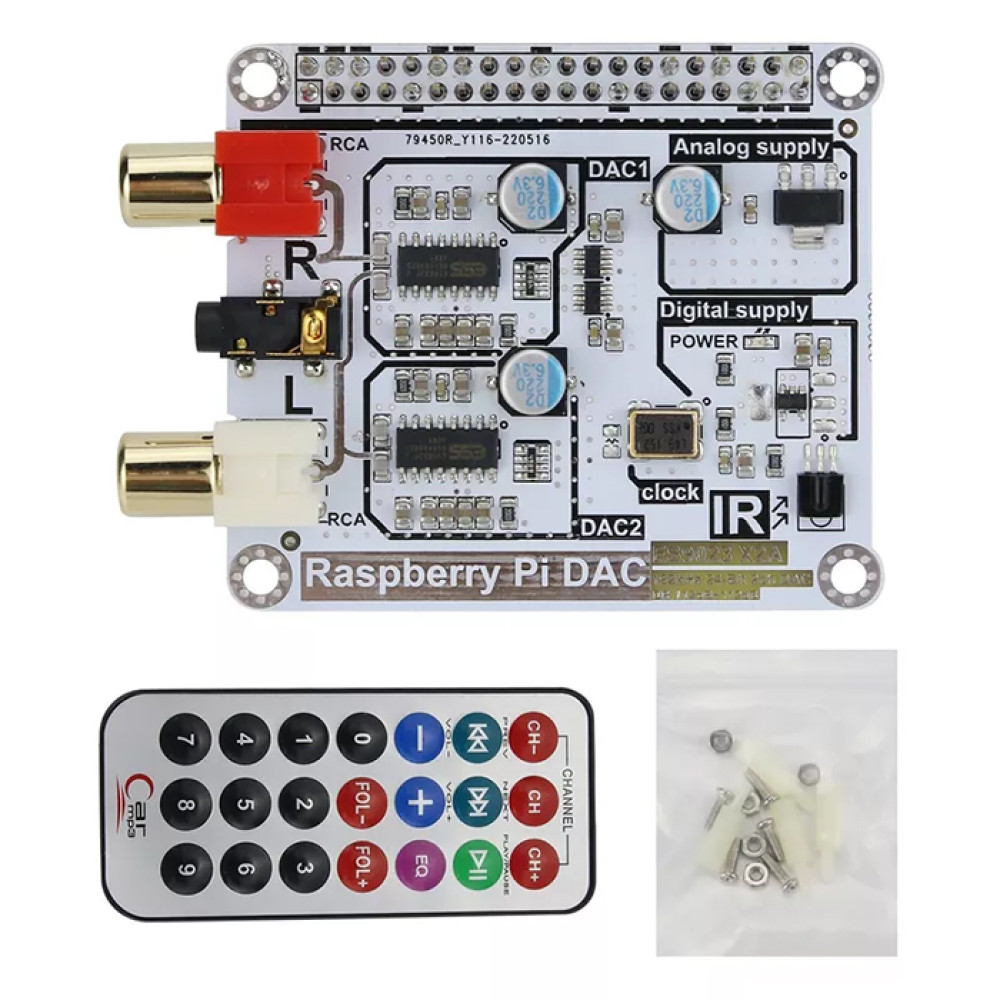 Аудиоинтерфейс Volumio moode Raspberry Pi HIFI DAC Dual Decoding, I2S (Цифро-аналоговый преобразователь) - фото