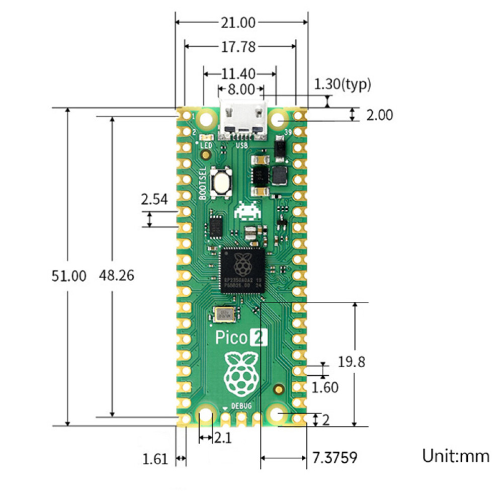 Плата Raspberry Pi Pico 2 H (with Headers)  - фото4