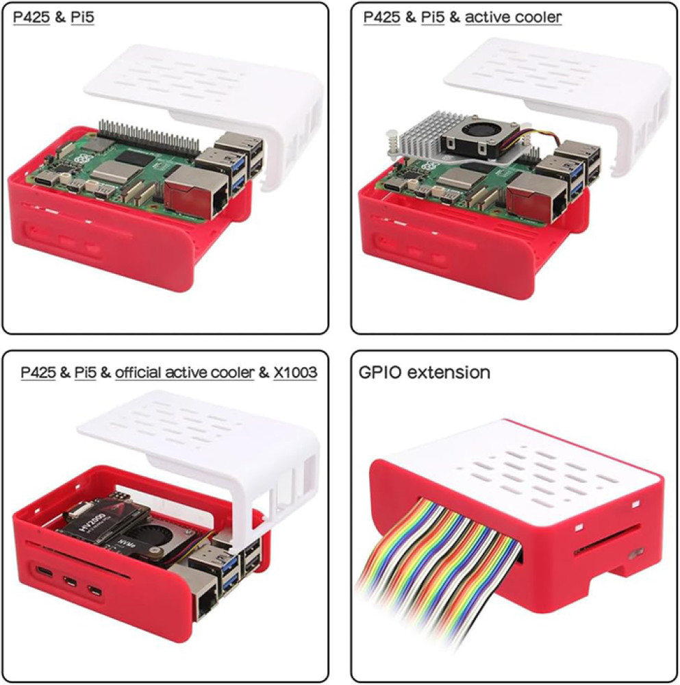 Пластиковый корпус для Raspberry Pi 5 Model B (красно белый) - фото5