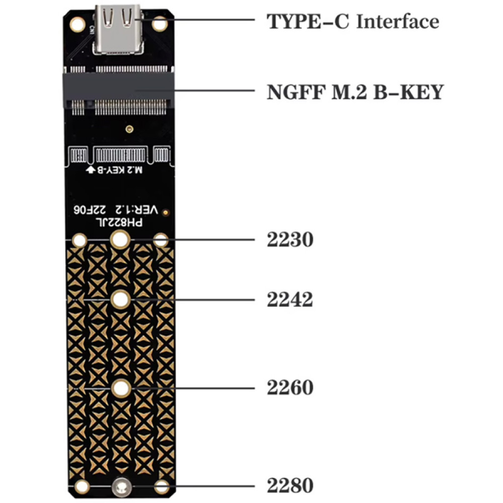 Адаптер SSD M.2 - USB-C (M/B+Mkey M.2 To USB 3.2 2230/2242/2260/2280) - фото8