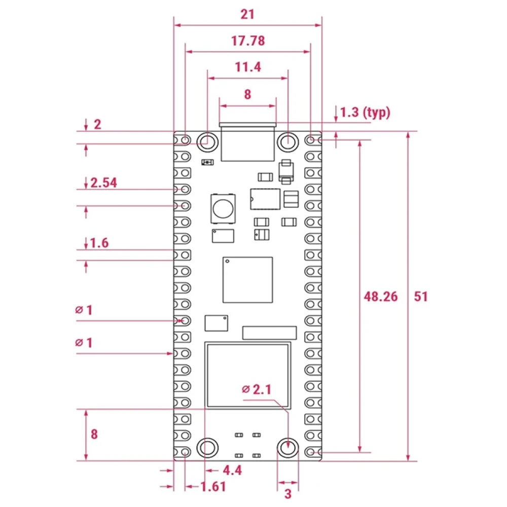 Плата Raspberry Pi Pico 2W RP2350 ARM Cortex-M33 And RISC-V Hazard 3 Wi-Fi 4 Bluetooth 5.2 (with Headers)  - фото3