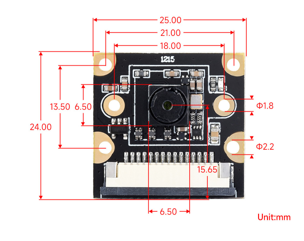 Модуль камеры IMX219 Camera Module 8MP, MIPI-CSI Interface, Угол обзора 120° - фото3