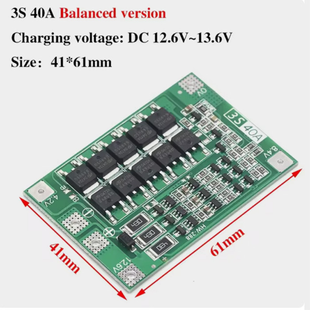 BMS 3S (12.6В 40A BALANCE) контроллер заряда с защитой и балансировкой на 3 АКБ - фото2