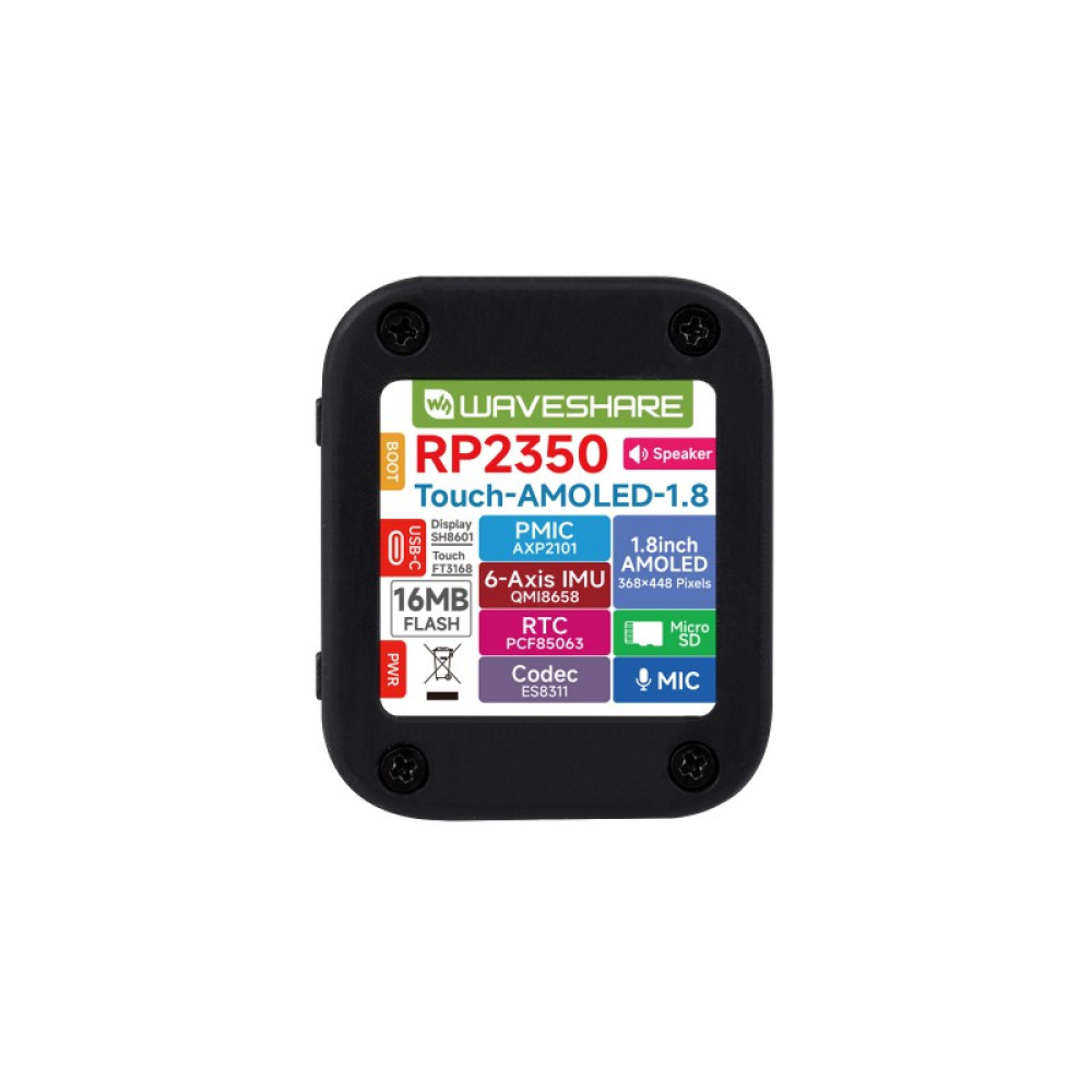 Микрокомпьютер RP2350-Touch-AMOLED-1.8, 150MHz, 520KB SRAM, 16MB Flash, Wi-Fi, Bluetooth 5 - фото3