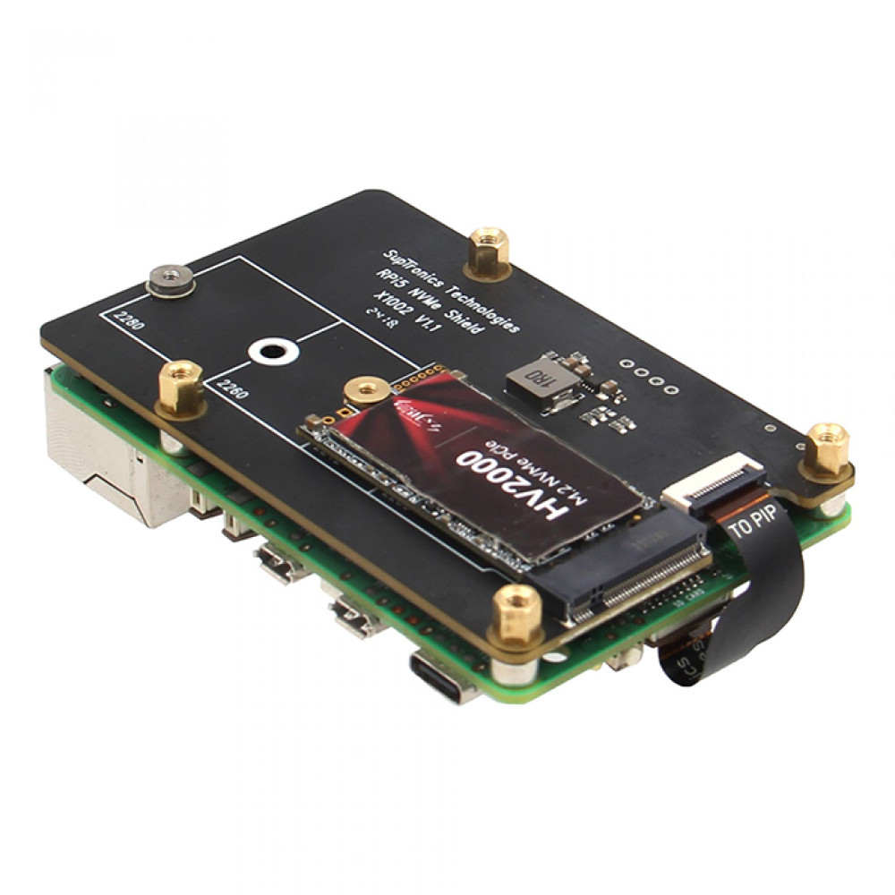 Плата расширения X1002 V1.1  Geekworm для Raspberry Pi 5 PCIe - M.2 NVMe SSD адаптер (2230/2242/2280) - фото
