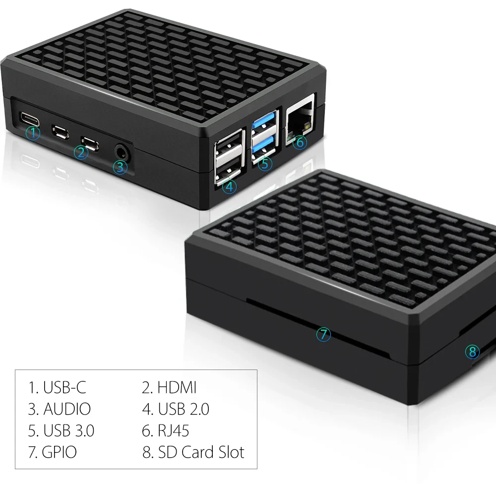 Алюминиевый корпус-радиатор для Raspberry pi 4 p4-srz008v (черный, без куллеров) - фото2