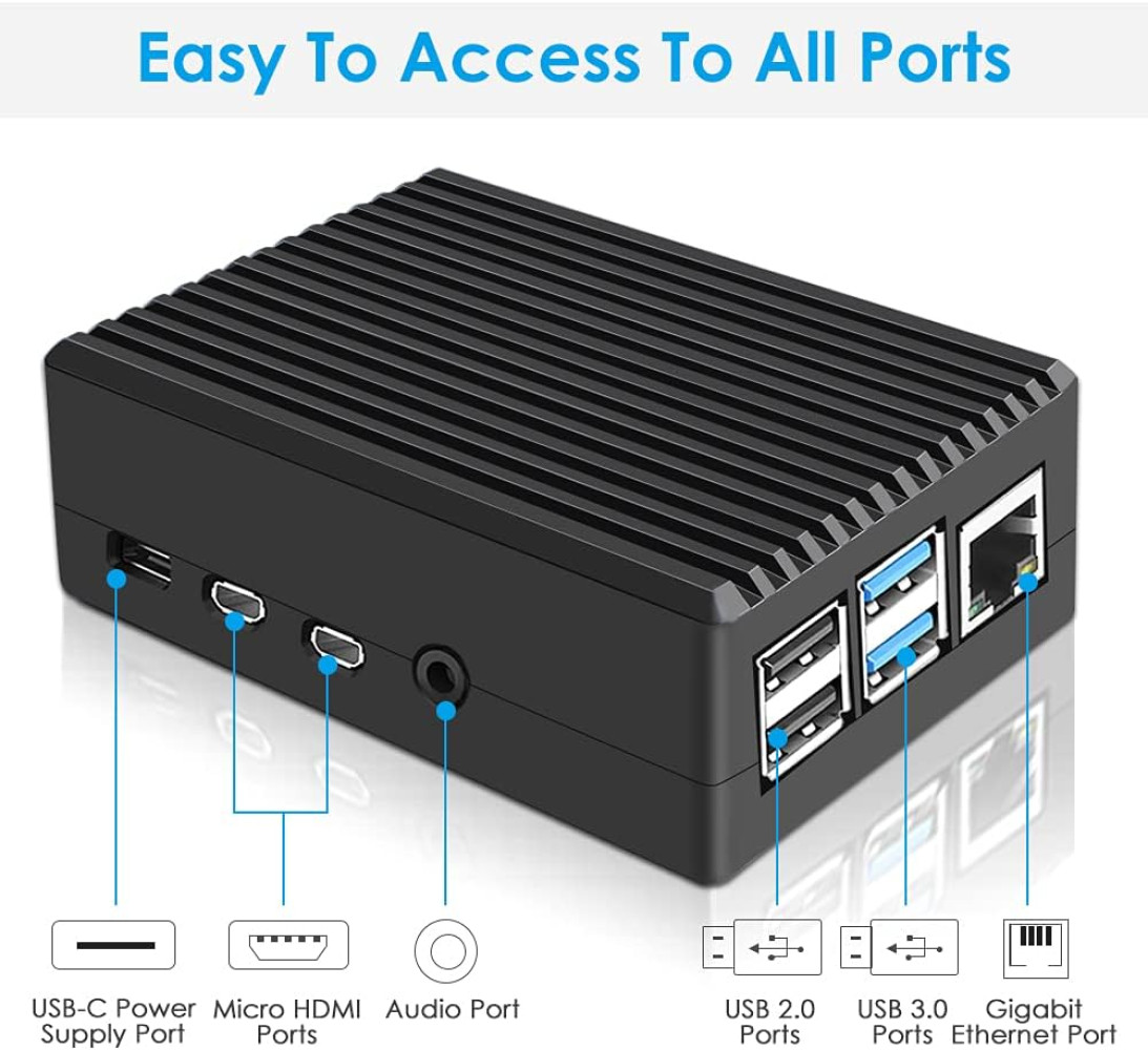 Алюминиевый корпус-радиатор для Raspberry pi 4 p4-srz008v (черный, без куллеров) - фото3
