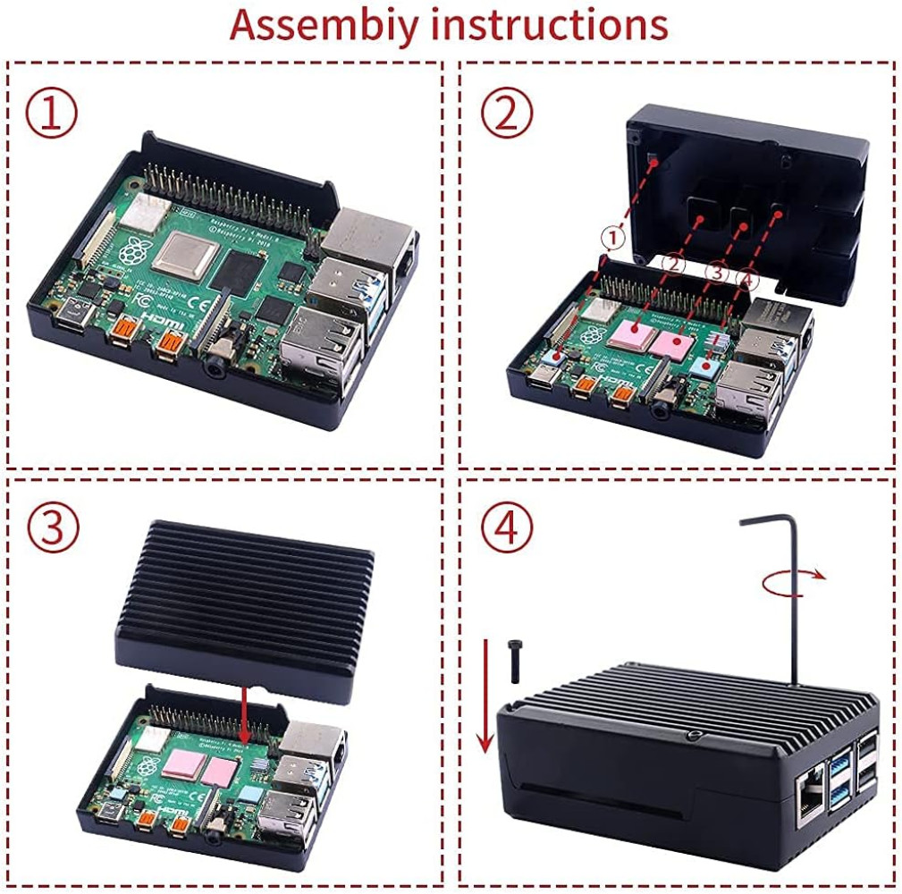 Алюминиевый корпус-радиатор для Raspberry pi 4 p4-srz008v (черный, без куллеров) - фото10