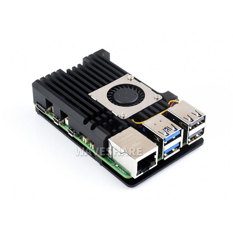 Алюминиевый корпус - радиатор для Raspberry pi 5 (черный, с куллером) - фото2
