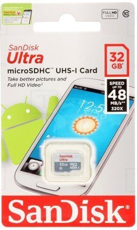 Карта памяти micro SDHC SanDisk 32GB Class10 UHS-1 Ultra Android 80MB/s (SDSQUNB-032G-GN3MN) - фото