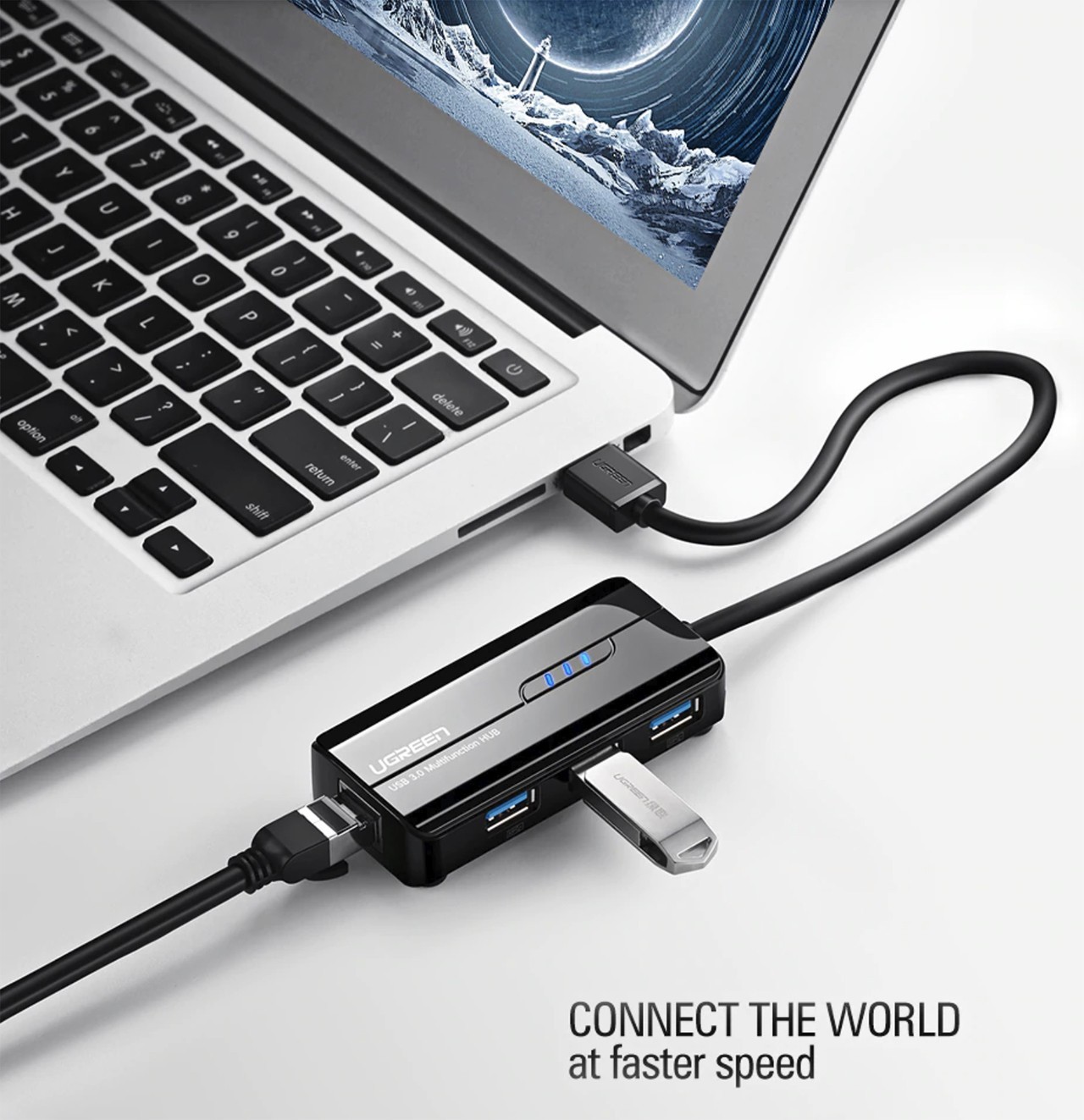 Ugreen USB - Ethernet адаптер USB 3.0 to RJ45, HUB (100Мбит) - фото7
