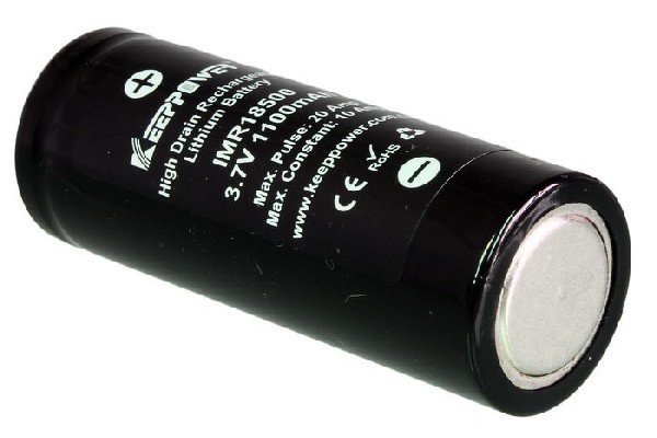 Аккумулятор Li-Ion незащищенный 18500 KeepPower IMR18500 1100мАч 3,7В 20A - фото2