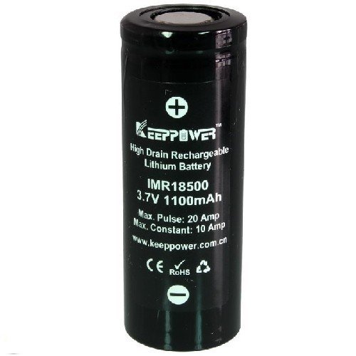 Аккумулятор Li-Ion незащищенный 18500 KeepPower IMR18500 1100мАч 3,7В 20A - фото