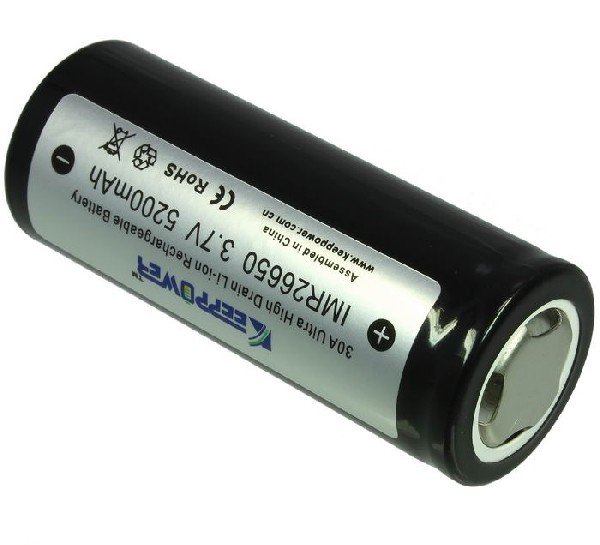 Аккумулятор высокомощный Li-Ion незащищенный 26650 KeepPower IMR26650 5200мАч 3,7В 30A - фото2