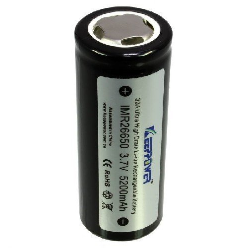 Аккумулятор высокомощный Li-Ion незащищенный 26650 KeepPower IMR26650 5200мАч 3,7В 30A - фото