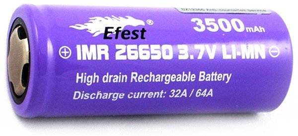 Аккумулятор Li-Ion незащищенный Efest IMR 26650 3500mAh (Purple) 32A - фото
