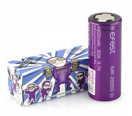 Аккумулятор Li-Ion незащищенный Efest IMR 26650 4200mAh (Purple) 50A