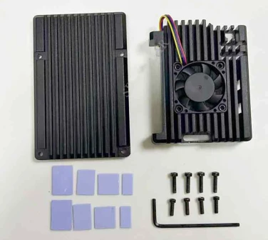 Алюминиевый корпус-радиатор для Raspberry pi 4 (черный, с куллером)- фото3