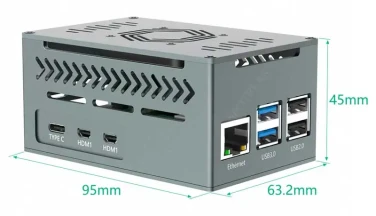 Металлический корпус с куллером для Raspberry Pi 5 Model B (серый)- фото3