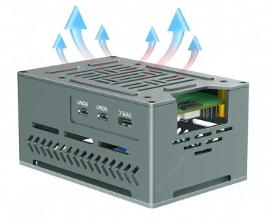Металлический корпус с куллером для Raspberry Pi 5 Model B (серый)- фото6