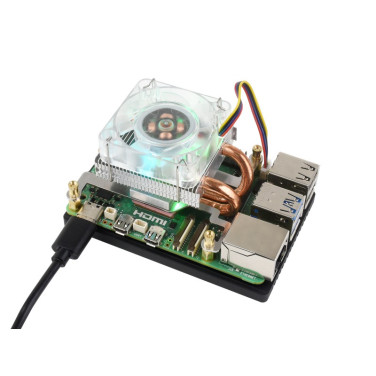 Низкопрофильный радиатор с куллером и подсветкой для Raspberry Pi 5- фото