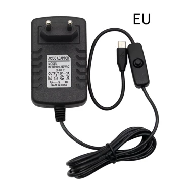 Сетевой адаптер питания USB-C 5V 3A 15W с кнопкой включения питания- фото