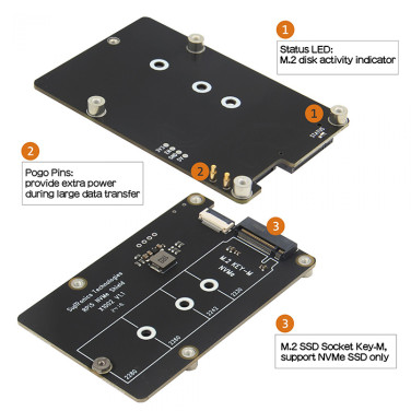 Плата расширения X1002 V1.1  Geekworm для Raspberry Pi 5 PCIe - M.2 NVMe SSD адаптер (2230/2242/2280)- фото2