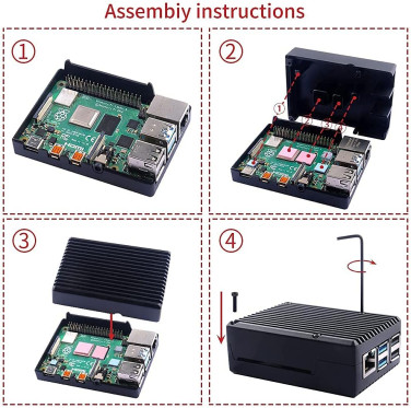 Алюминиевый корпус-радиатор для Raspberry pi 4 p4-srz008v (черный, без куллеров)- фото10
