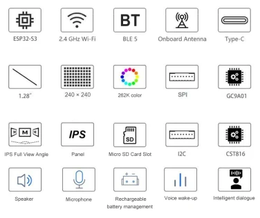 ИИ- ассистент DeepSeek AI Voice Robot Ball ESP32-S3 1.28 inch LCD N16R8 (battery, touch)- фото5